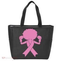 Boxing Pink Ribbon African American Breast Cancer Tote Bag thumb 0