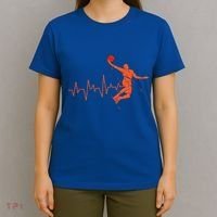 Basketball Player Streetball Sport Game Heartbeat Player Cute Gift T-Shirt thumb 4