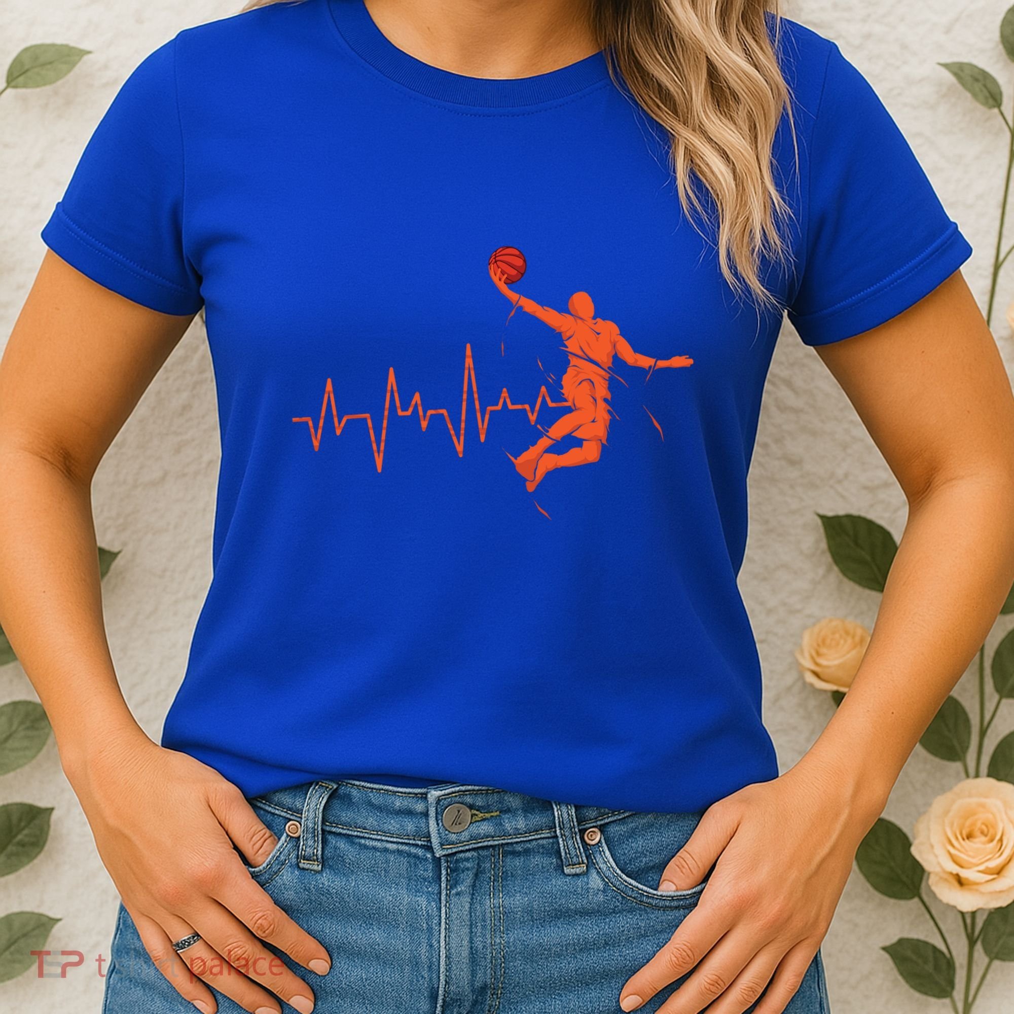 Basketball Player Streetball Sport Game Heartbeat Player Cute Gift Women's T-Shirt