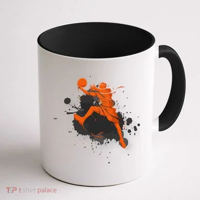 Basketball Player Slam Dunk Splash Coffee Mug back
