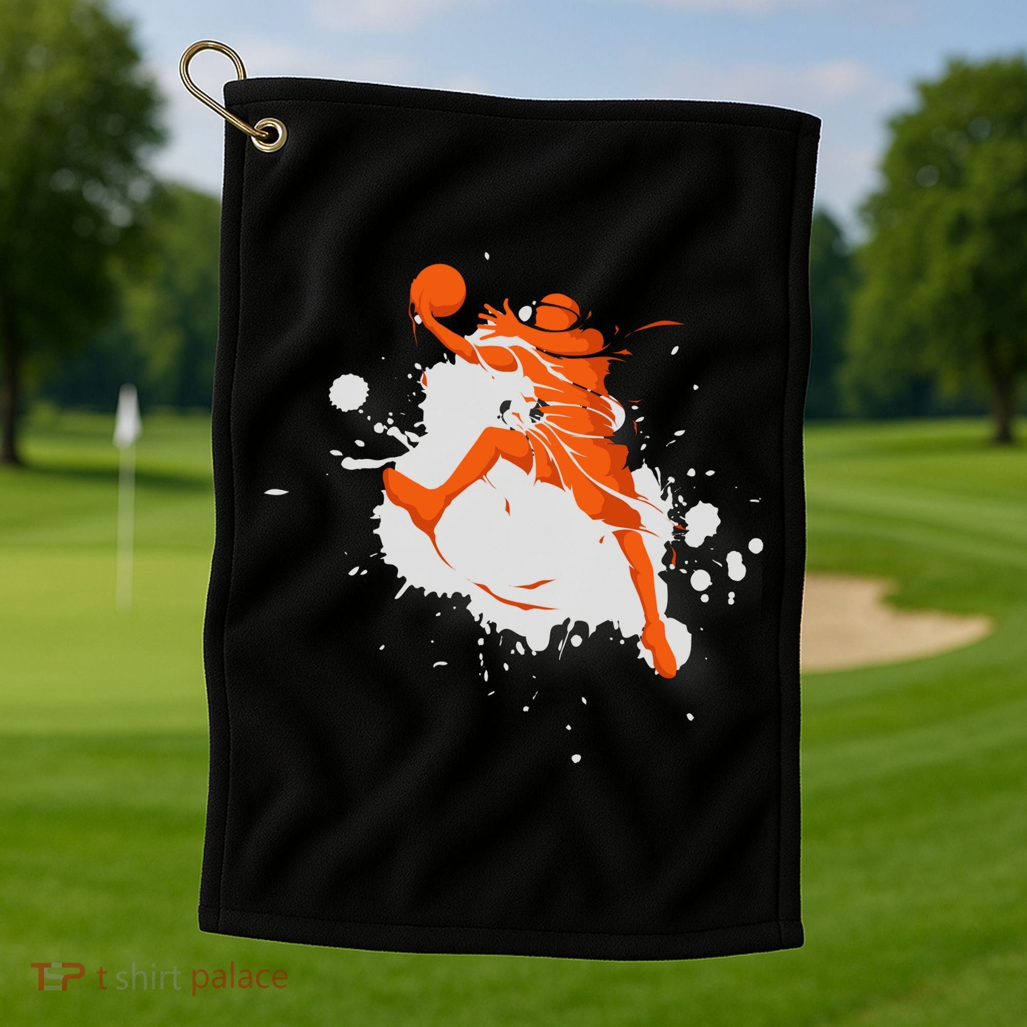 Basketball Player Slam Dunk Splash Golf Towel