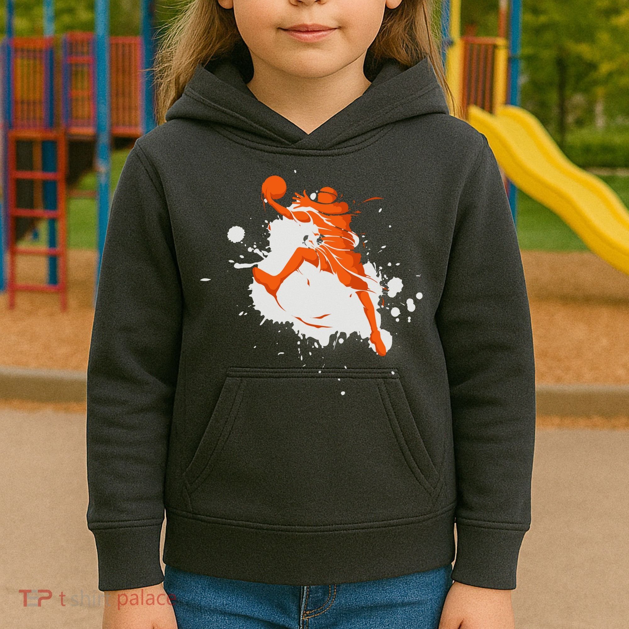 Basketball Player Slam Dunk Splash Kids Hoodie