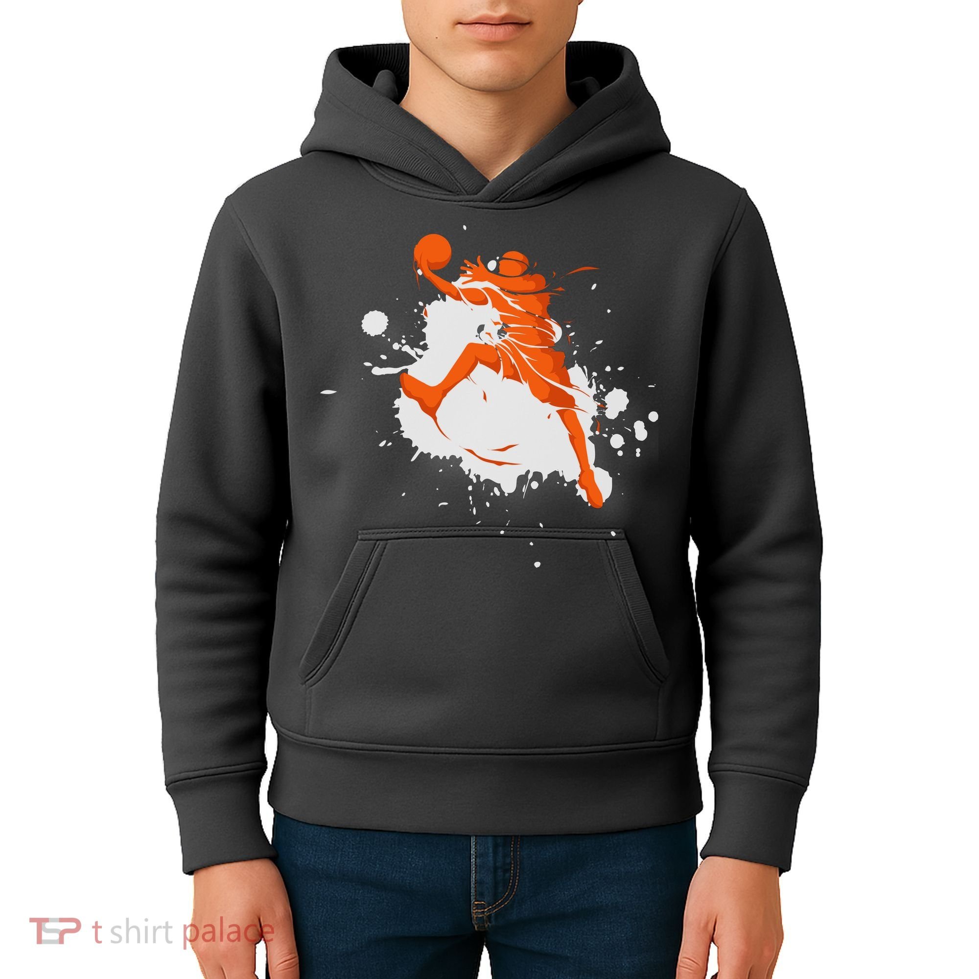Basketball Player Slam Dunk Splash Kids Hoodie
