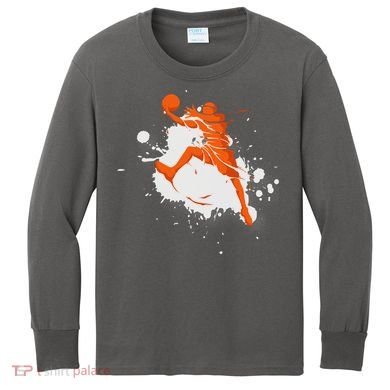 Basketball Player Slam Dunk Splash Kids Long Sleeve Shirt