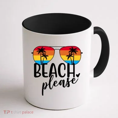 Beach Please Summer Sunset Coffee Mug back