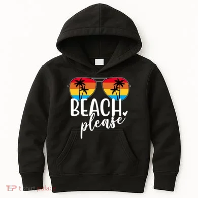 Beach Please Summer Sunset Kids Hoodie