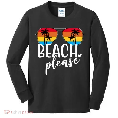 Beach Please Summer Sunset Kids Long Sleeve Shirt