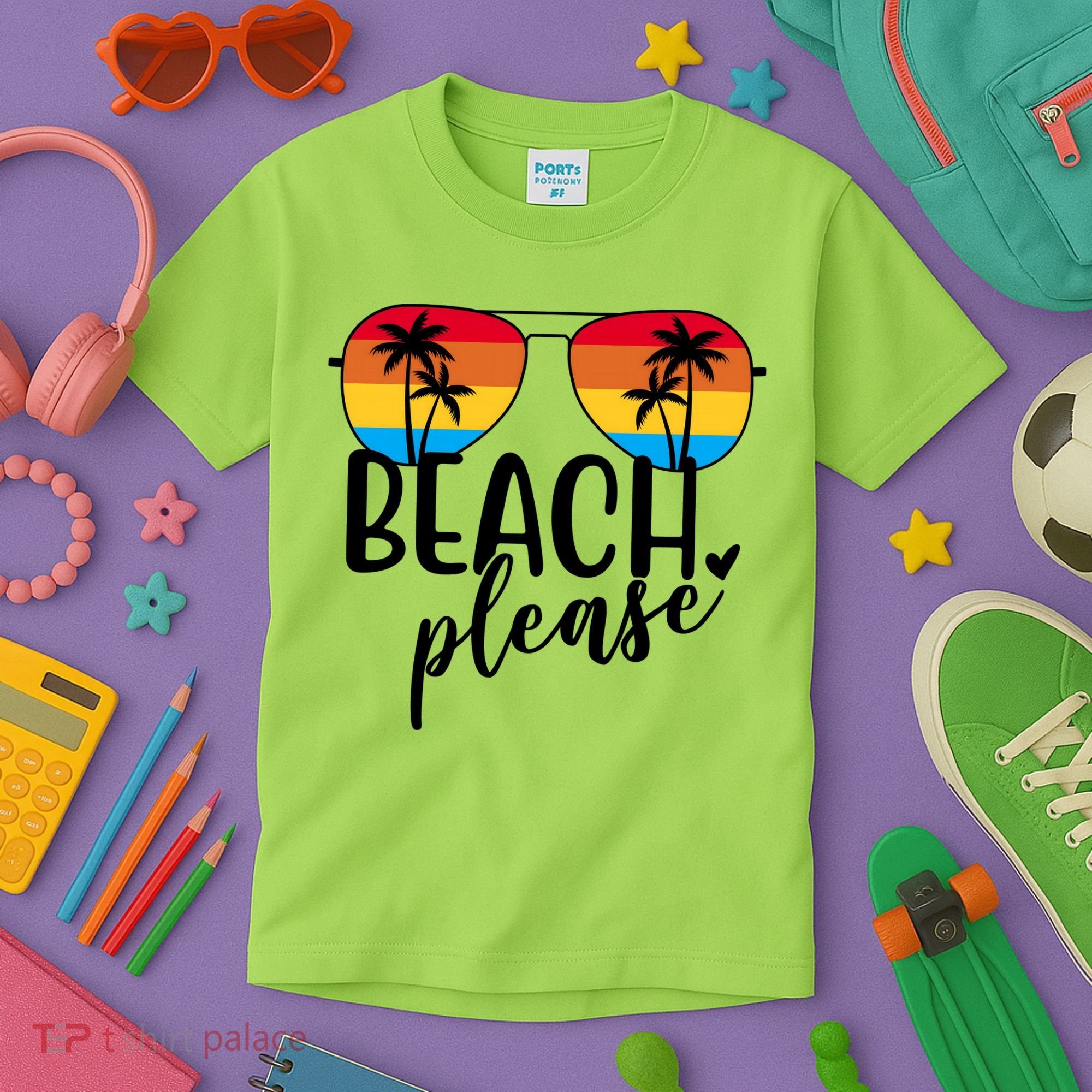 Beach Please Summer Sunset Kids T-Shirt
