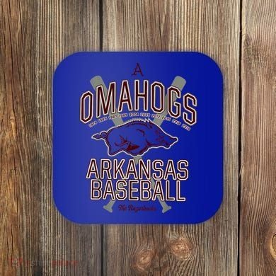 Baseball Pig Shirt Arkansas Fan Omahogs Coaster