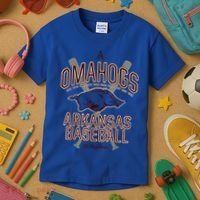 Baseball Pig Shirt Arkansas Fan Omahogs Kids T-Shirt thumb 3