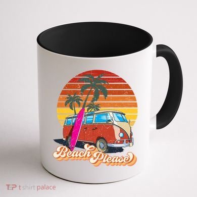 Beach Please Sunset Vintage Coffee Mug back