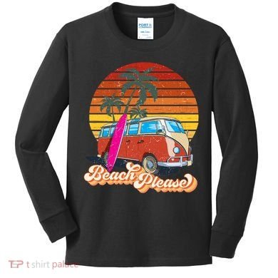 Beach Please Sunset Vintage Kids Long Sleeve Shirt