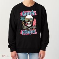 Beach Please Skeleton Vacation Funny Women's Sweatshirt thumb 0