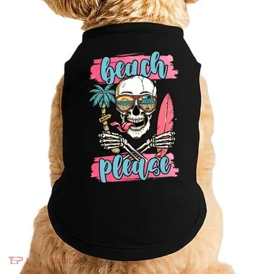 Beach Please Skeleton Vacation Funny Doggie Tank