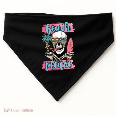 Beach Please Skeleton Vacation Funny USA-Made Doggie Bandana