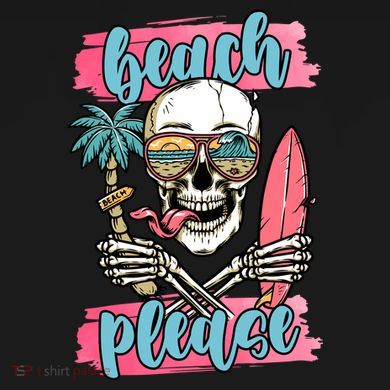 Beach Please Skeleton Vacation Funny USA-Made Doggie Bandana