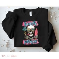 Beach Please Skeleton Vacation Funny Sweatshirt thumb 2