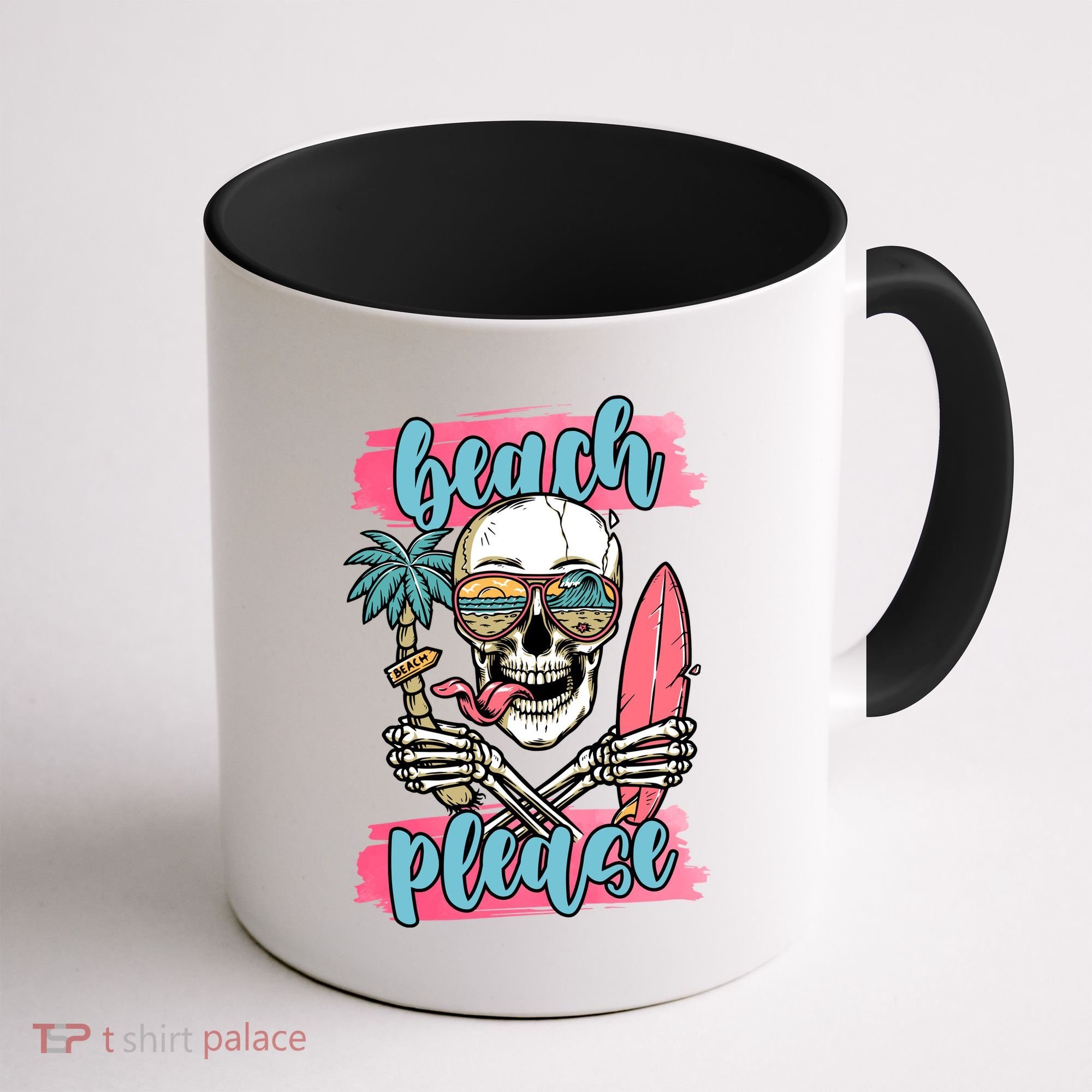 Beach Please Skeleton Vacation Funny Coffee Mug