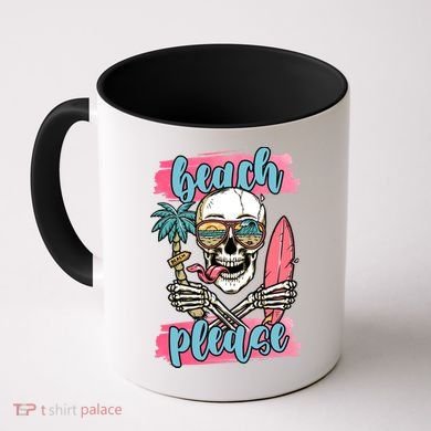 Beach Please Skeleton Vacation Funny Coffee Mug