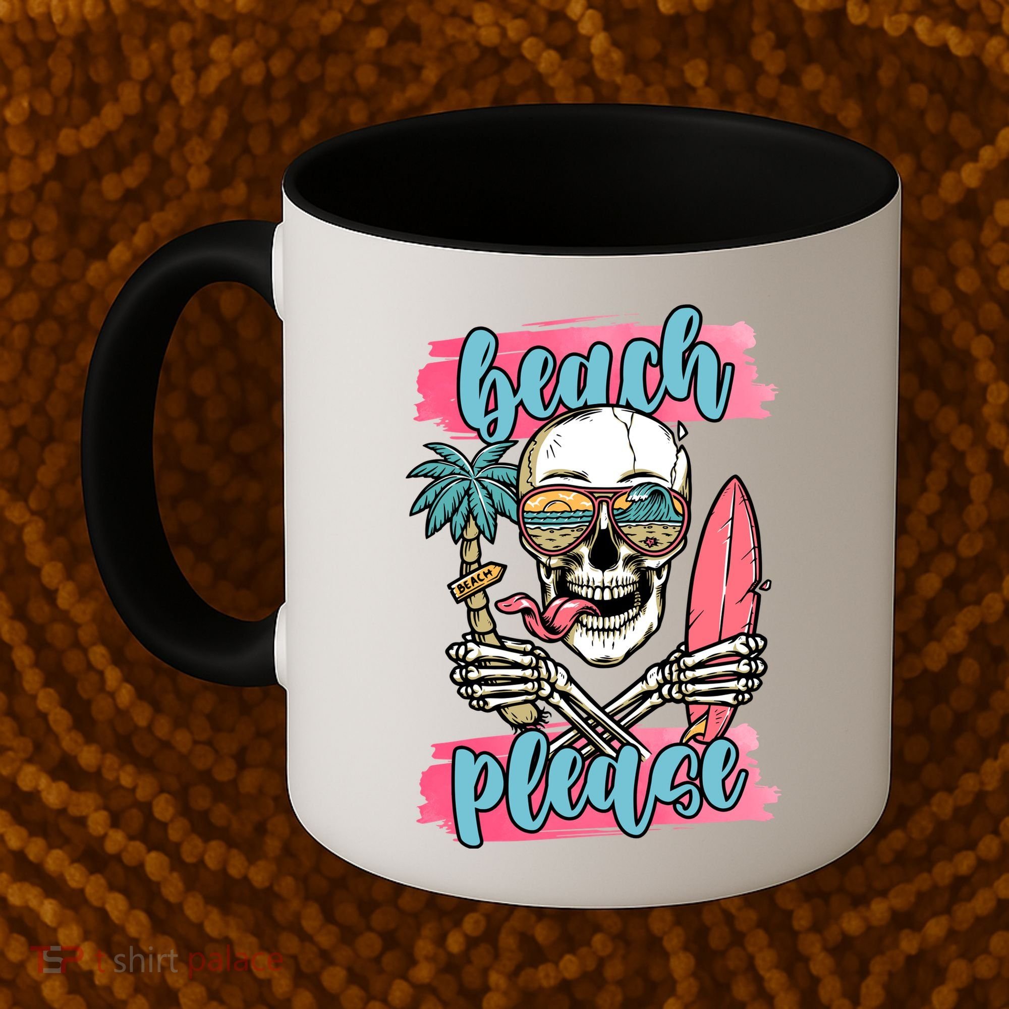 Beach Please Skeleton Vacation Funny Coffee Mug