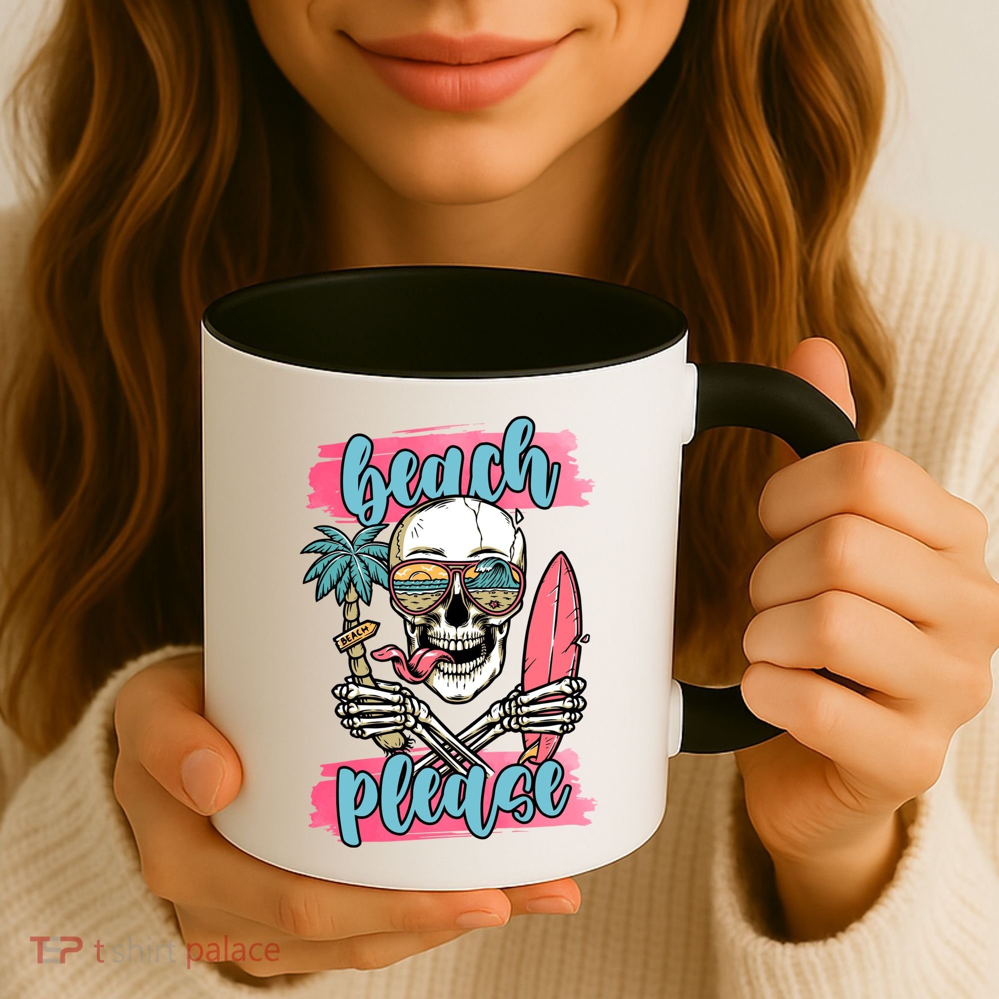 Beach Please Skeleton Vacation Funny Coffee Mug