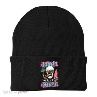 Beach Please Skeleton Vacation Funny Beanie