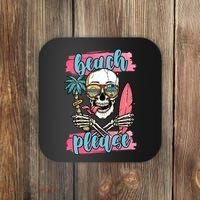 Beach Please Skeleton Vacation Funny Coaster thumb 0