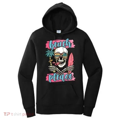 Beach Please Skeleton Vacation Funny Women's Hoodie