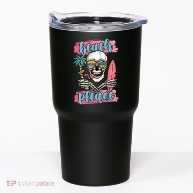 Beach Please Skeleton Vacation Funny Tumbler