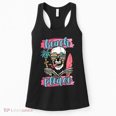 Beach Please Skeleton Vacation Funny Women's Tank Top