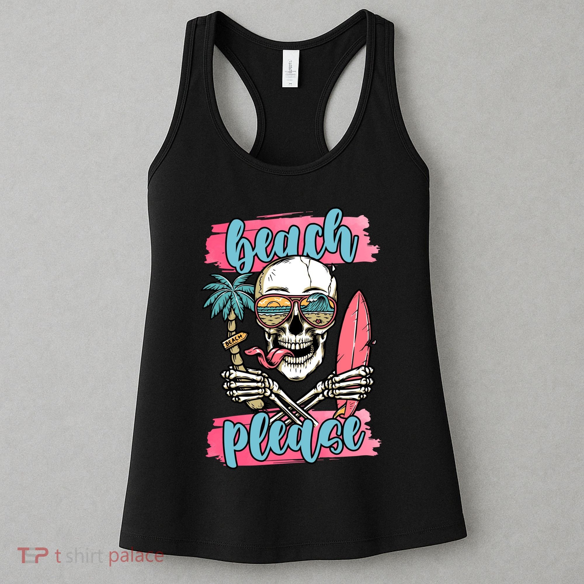 Beach Please Skeleton Vacation Funny Women's Tank Top