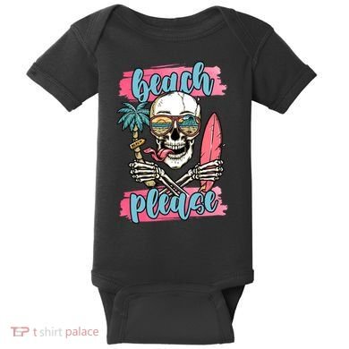 Beach Please Skeleton Vacation Funny Baby Bodysuit