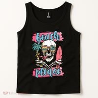Beach Please Skeleton Vacation Funny Tank Top thumb 2
