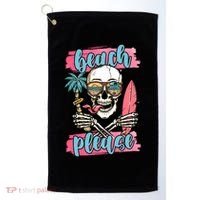 Beach Please Skeleton Vacation Funny Golf Towel thumb 0