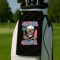 Beach Please Skeleton Vacation Funny Golf Towel thumb 2