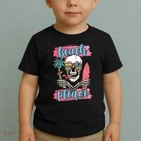 Beach Please Skeleton Vacation Funny Toddler T-Shirt thumb 2