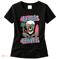 Beach Please Skeleton Vacation Funny Women's T-Shirt thumb 0