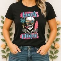 Beach Please Skeleton Vacation Funny Women's T-Shirt thumb 2