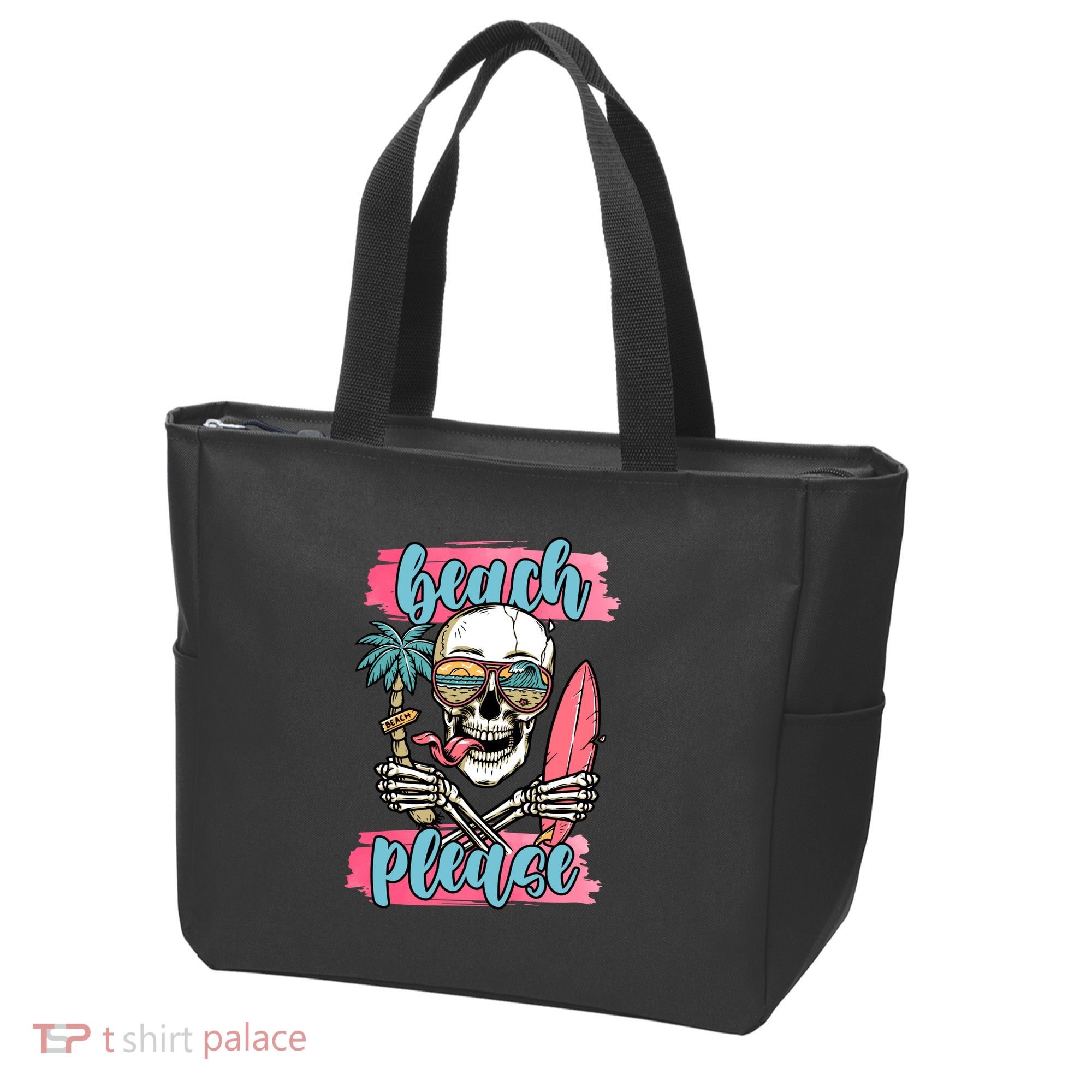 Beach Please Skeleton Vacation Funny Tote Bag