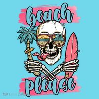 Beach Please Skeleton Vacation Funny Long Sleeve Shirt thumb 2