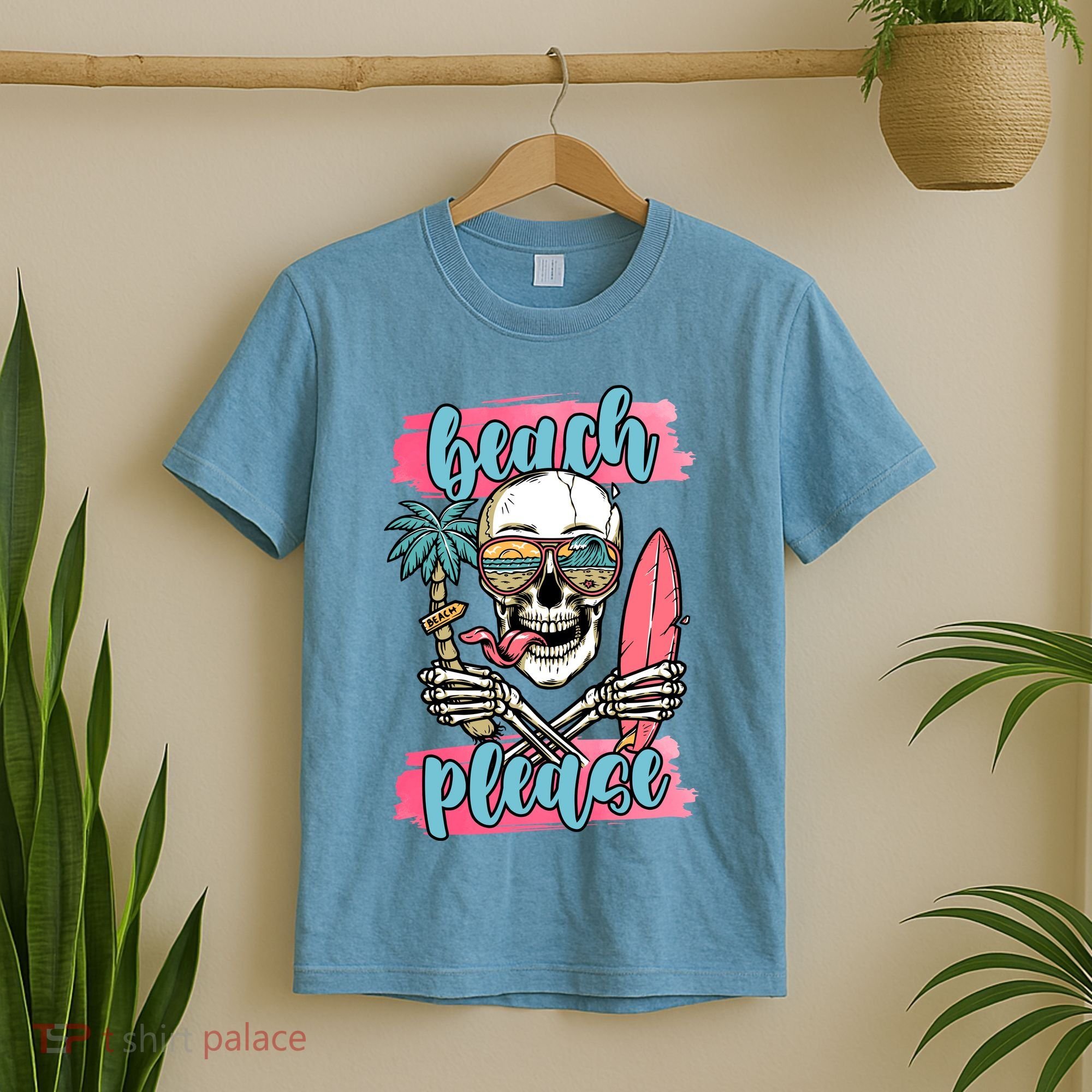 Beach Please Skeleton Vacation Funny T-Shirt