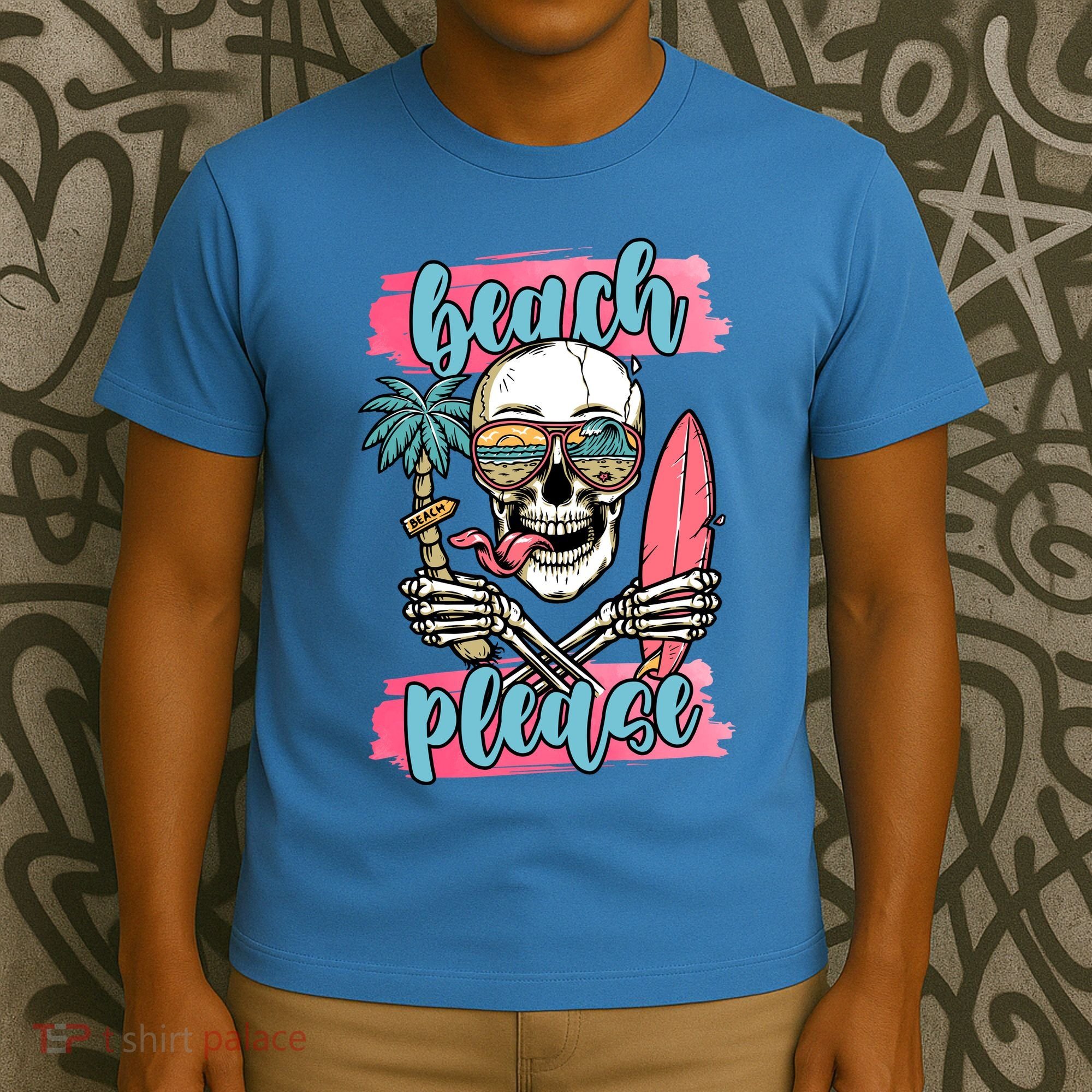 Beach Please Skeleton Vacation Funny T-Shirt