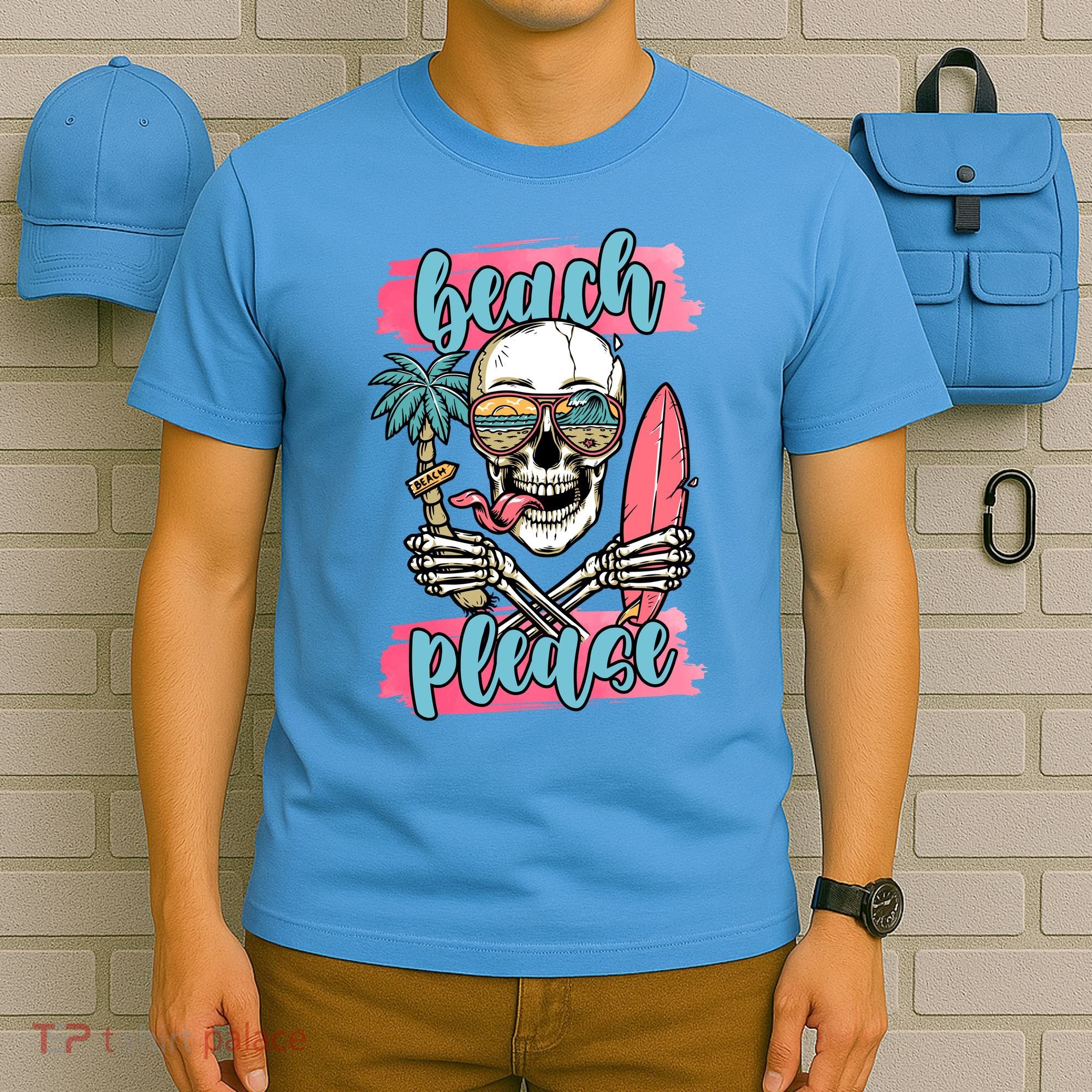 Beach Please Skeleton Vacation Funny T-Shirt