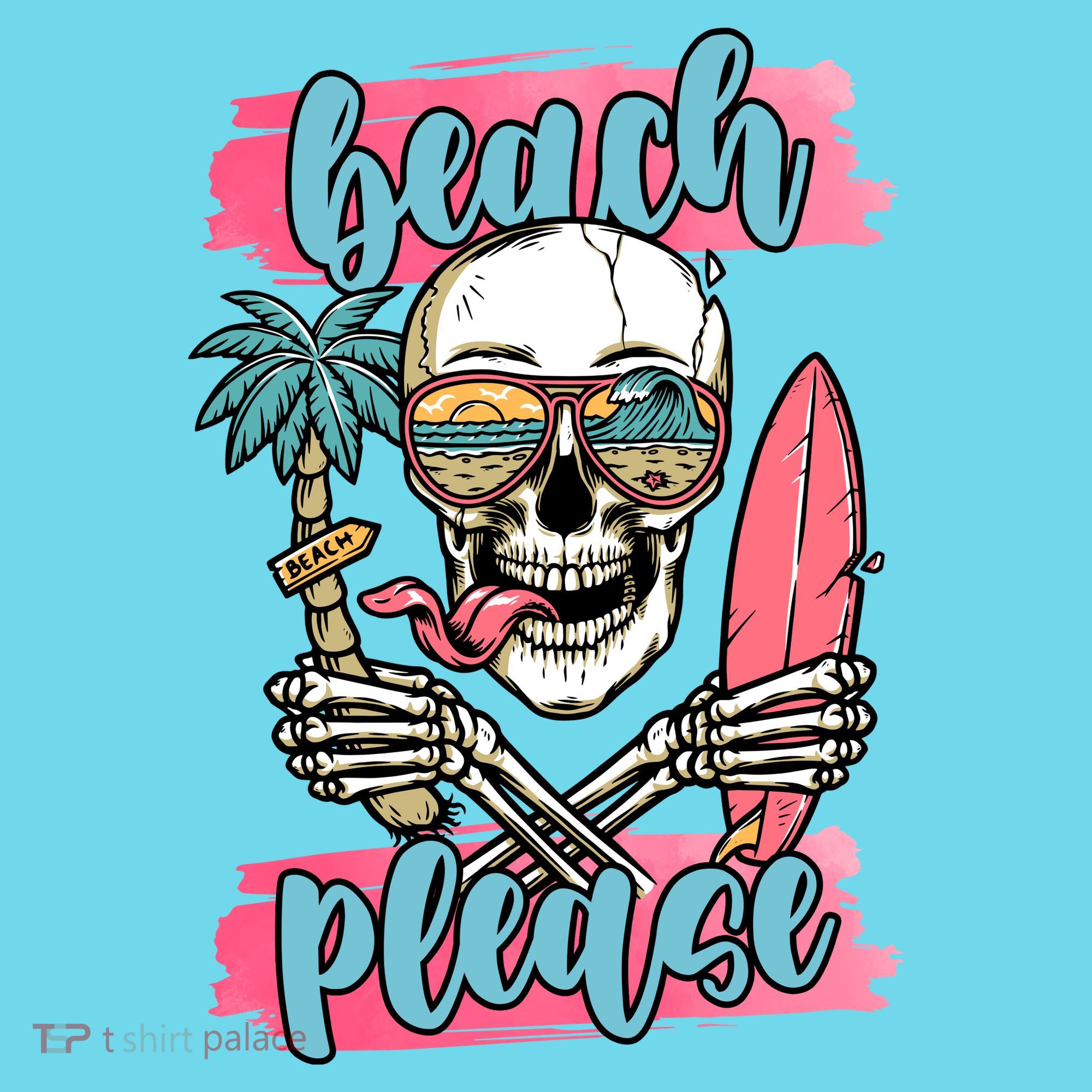 Beach Please Skeleton Vacation Funny T-Shirt