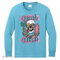 Beach Please Skeleton Vacation Funny Kids Long Sleeve Shirt thumb 0