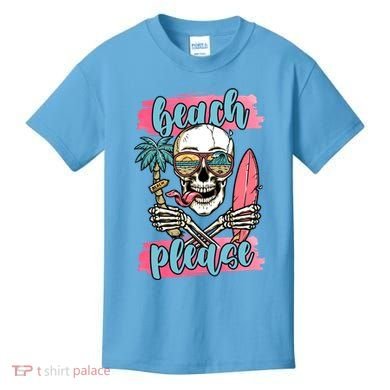 Beach Please Skeleton Vacation Funny Kids T-Shirt