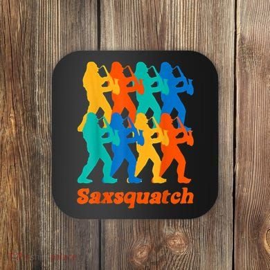 Bigfoot Playing Saxophone Saxsquatch Coaster
