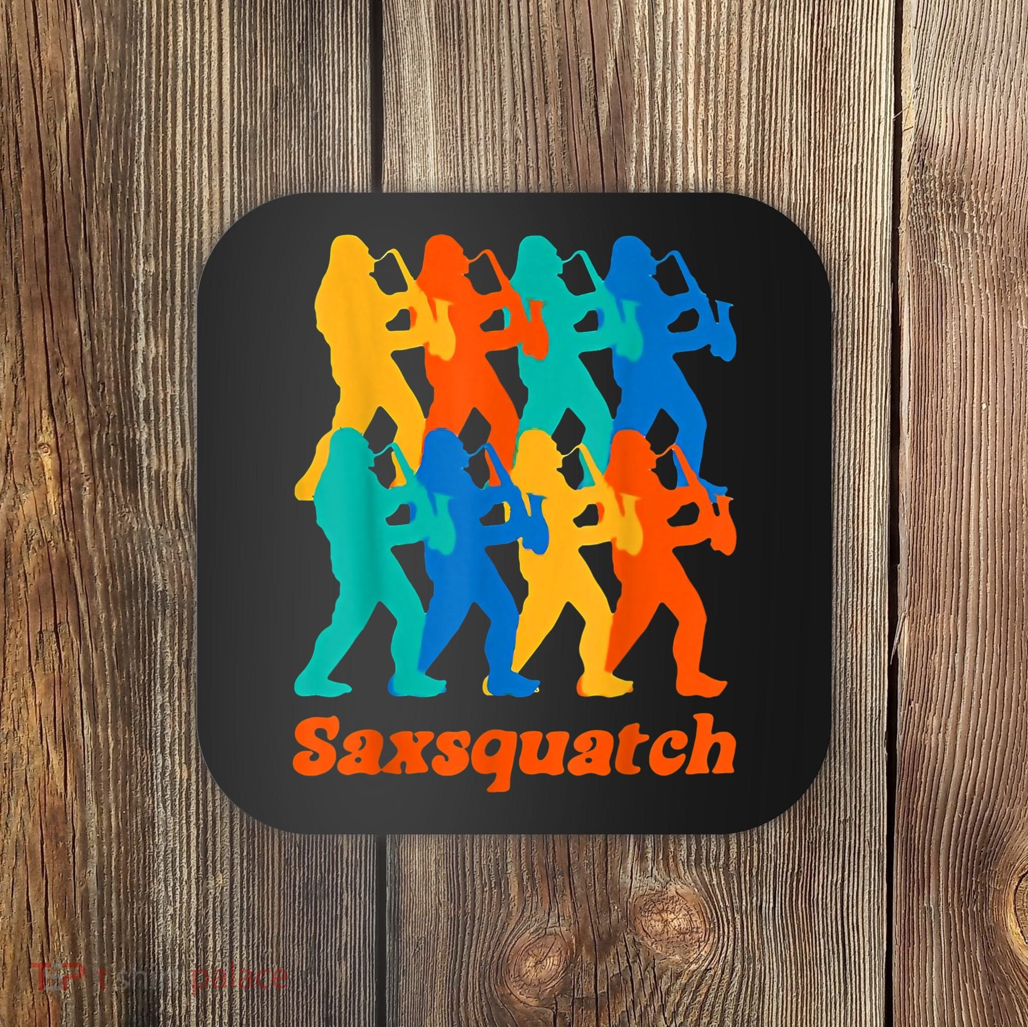 Bigfoot Playing Saxophone Saxsquatch Coaster