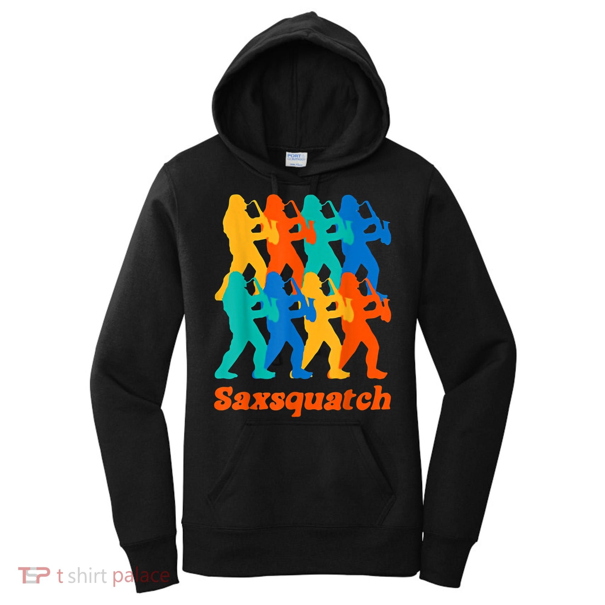 Bigfoot Playing Saxophone Saxsquatch Women's Hoodie