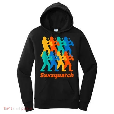 Bigfoot Playing Saxophone Saxsquatch Women's Hoodie